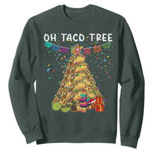 Taco Christmas Tree Sweatshirt Funny Xmas Foodie Mexican TS14 Dark Forest Green Print Your Wear