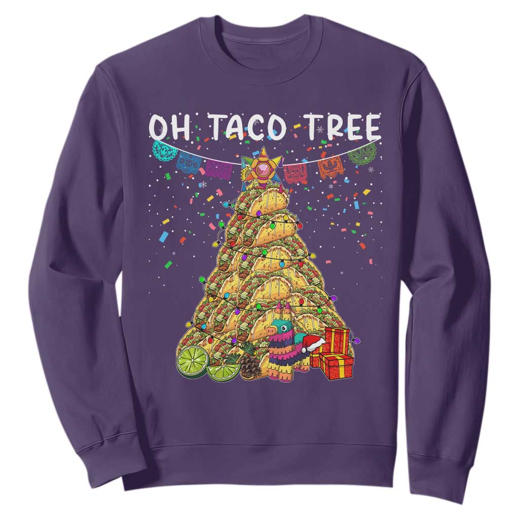 Taco Christmas Tree Sweatshirt Funny Xmas Foodie Mexican TS14 Purple Print Your Wear