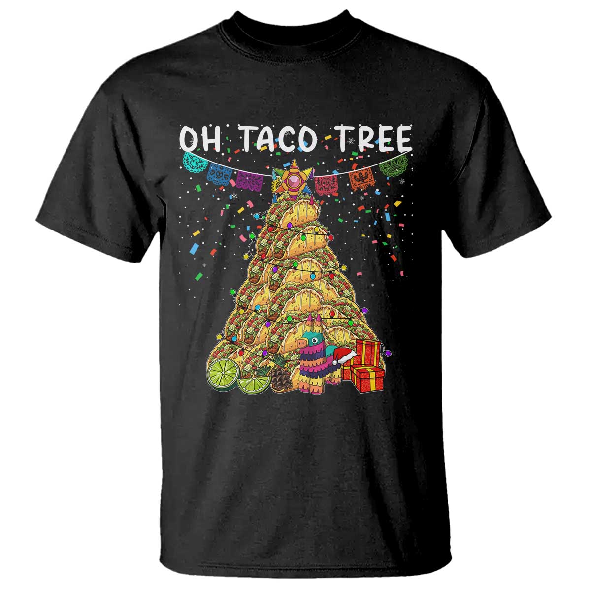 Taco Christmas Tree T Shirt Funny Xmas Foodie Mexican TS14 Black Print Your Wear