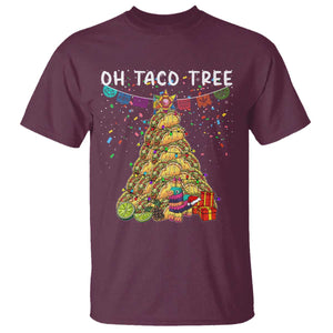 Taco Christmas Tree T Shirt Funny Xmas Foodie Mexican TS14 Maroon Print Your Wear