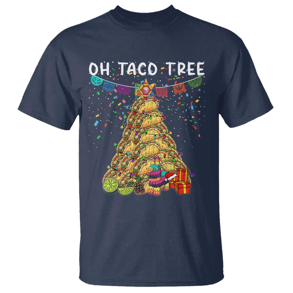 Taco Christmas Tree T Shirt Funny Xmas Foodie Mexican TS14 Navy Print Your Wear
