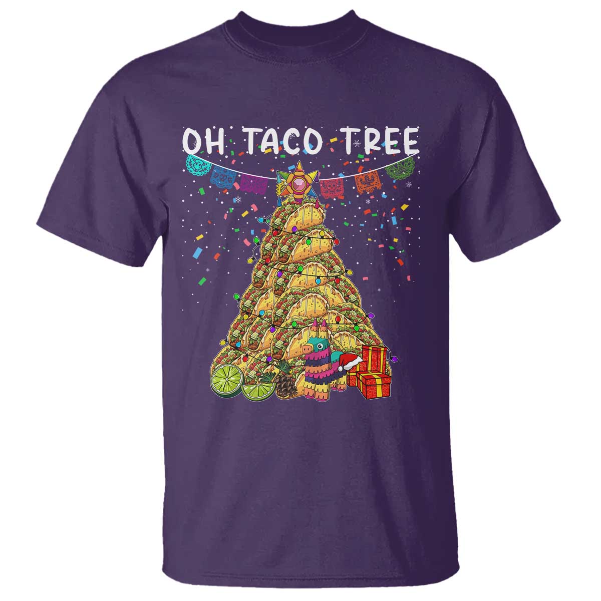 Taco Christmas Tree T Shirt Funny Xmas Foodie Mexican TS14 Purple Print Your Wear
