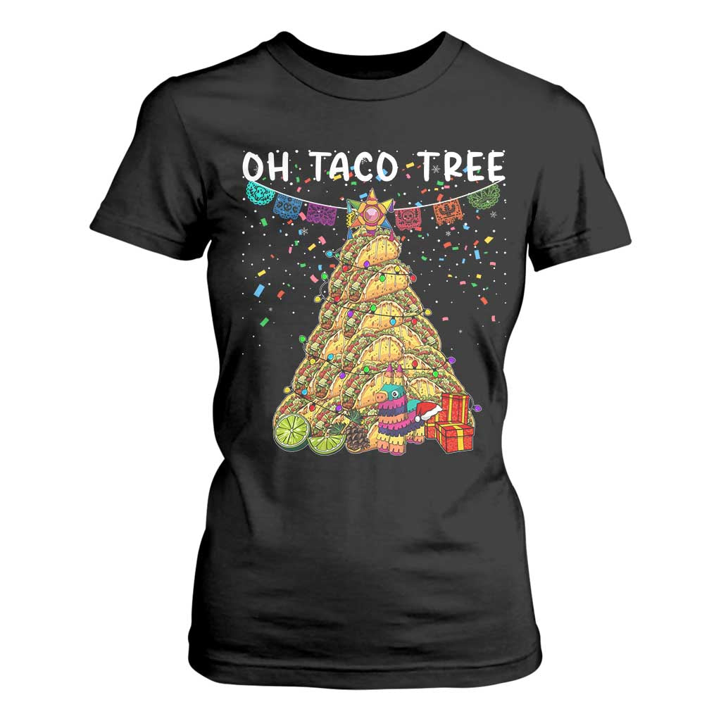 Taco Christmas Tree T Shirt For Women Funny Xmas Foodie Mexican TS14 Black Print Your Wear