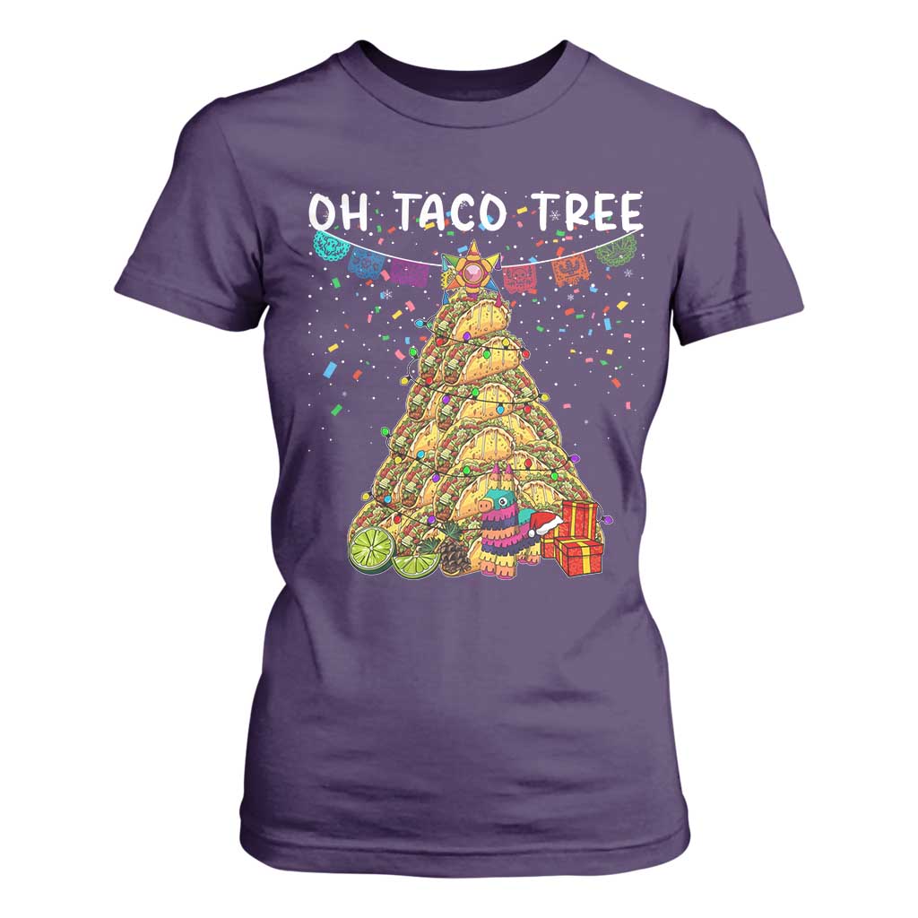 Taco Christmas Tree T Shirt For Women Funny Xmas Foodie Mexican TS14 Purple Print Your Wear