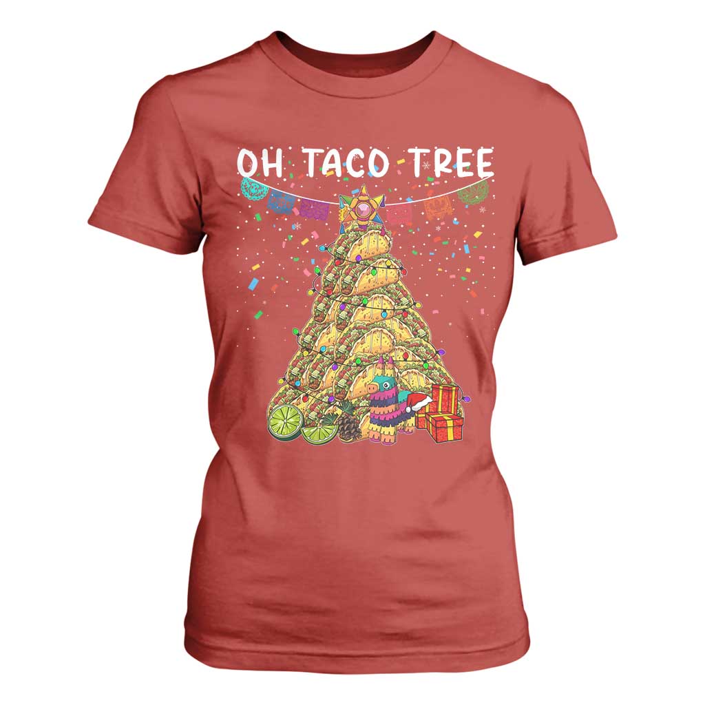 Taco Christmas Tree T Shirt For Women Funny Xmas Foodie Mexican TS14 Red Print Your Wear
