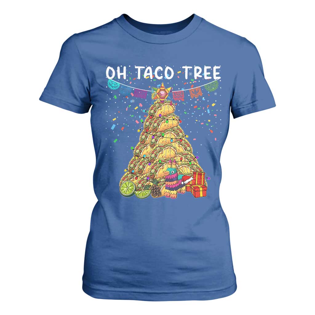 Taco Christmas Tree T Shirt For Women Funny Xmas Foodie Mexican TS14 Royal Blue Print Your Wear