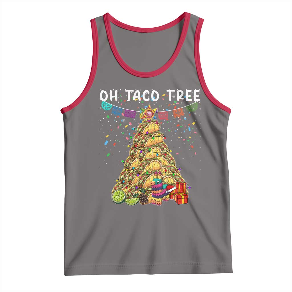 Taco Christmas Tree Tank Top Funny Xmas Foodie Mexican TS14 Deep Heather Red Print Your Wear