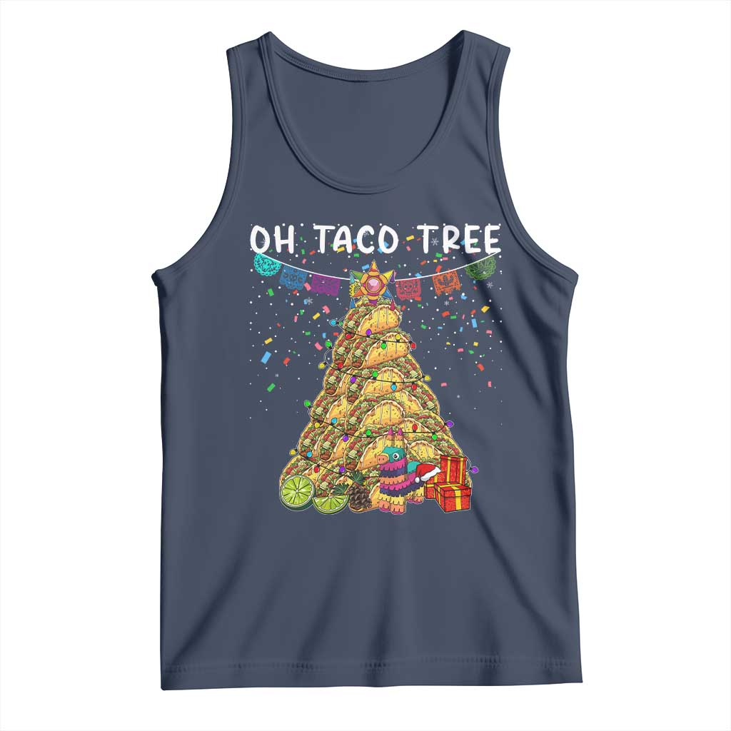 Taco Christmas Tree Tank Top Funny Xmas Foodie Mexican TS14 Navy Print Your Wear