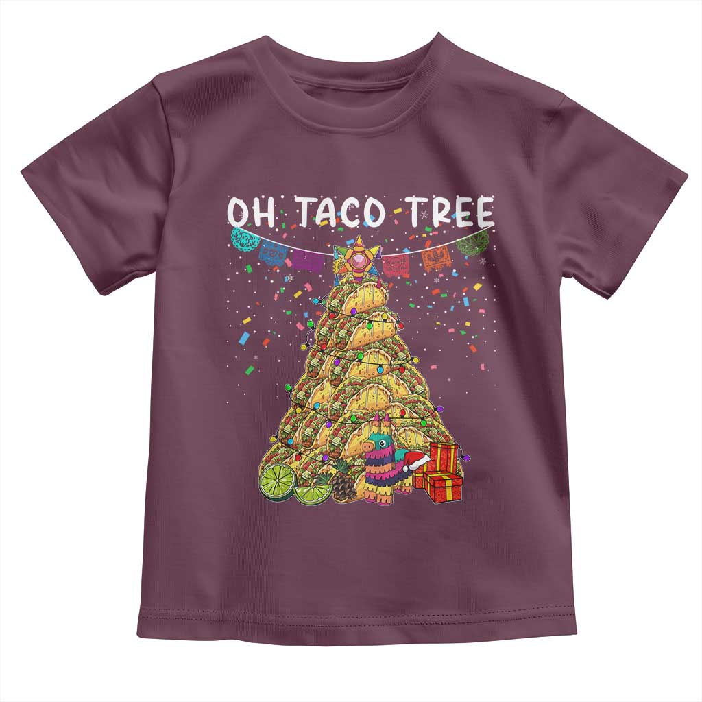 Taco Christmas Tree Toddler T Shirt Funny Xmas Foodie Mexican TS14 Maroon Print Your Wear