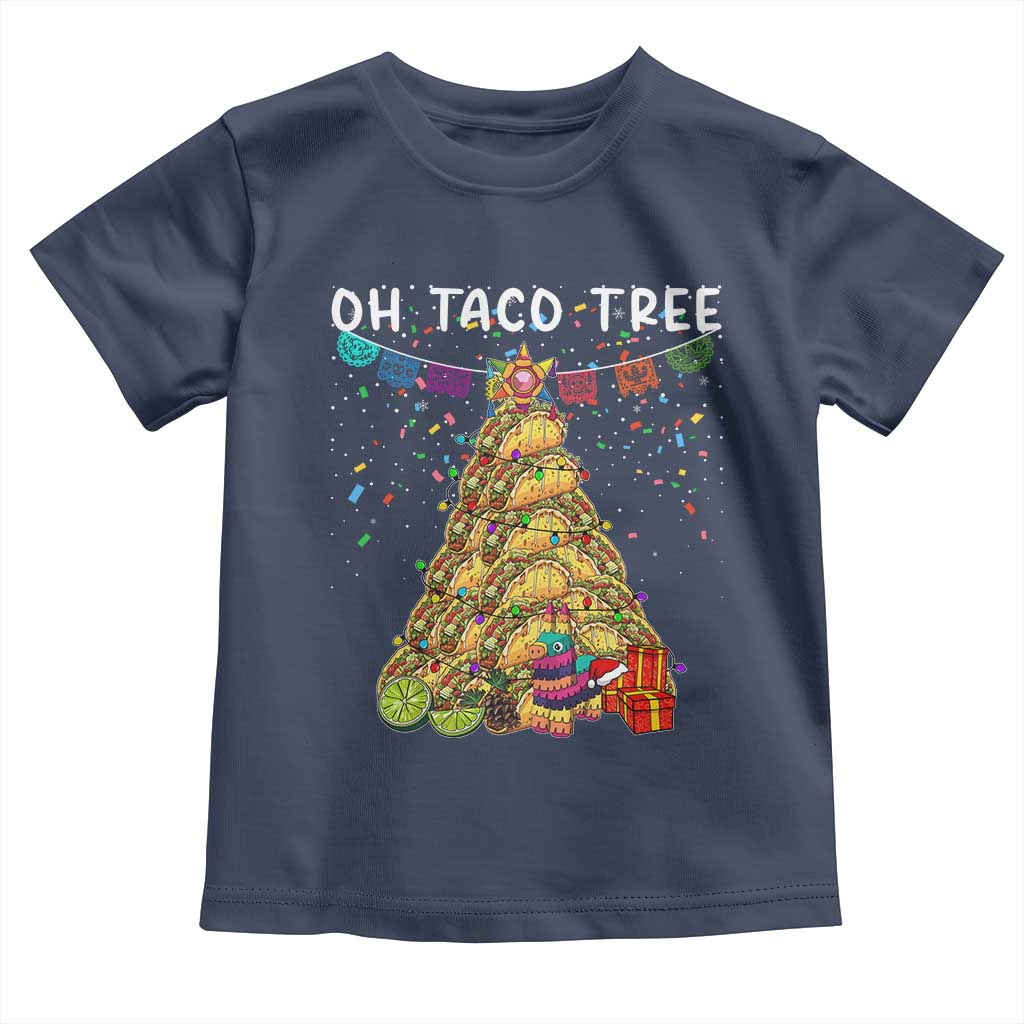 Taco Christmas Tree Toddler T Shirt Funny Xmas Foodie Mexican TS14 Navy Print Your Wear