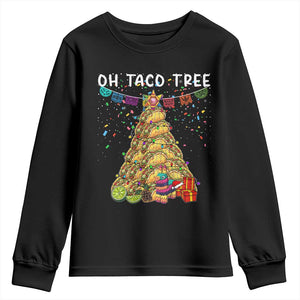 Taco Christmas Tree Youth Sweatshirt Funny Xmas Foodie Mexican TS14 Black Print Your Wear