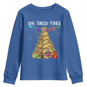 Taco Christmas Tree Youth Sweatshirt Funny Xmas Foodie Mexican TS14 Royal Blue Print Your Wear