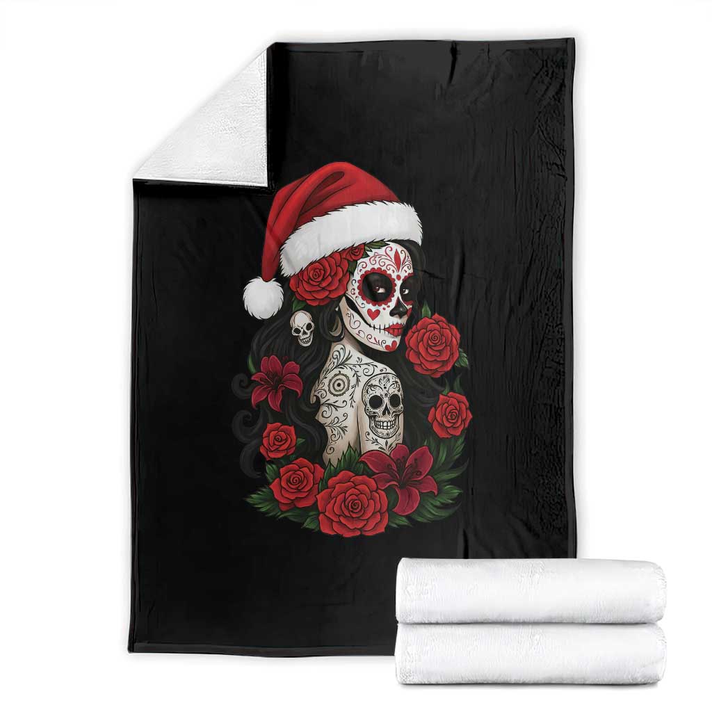 Dia De Los Muertos Mexican Christmas Throw Blanket Day of the Dead Sugar Skull Women TS14 Black Print Your Wear