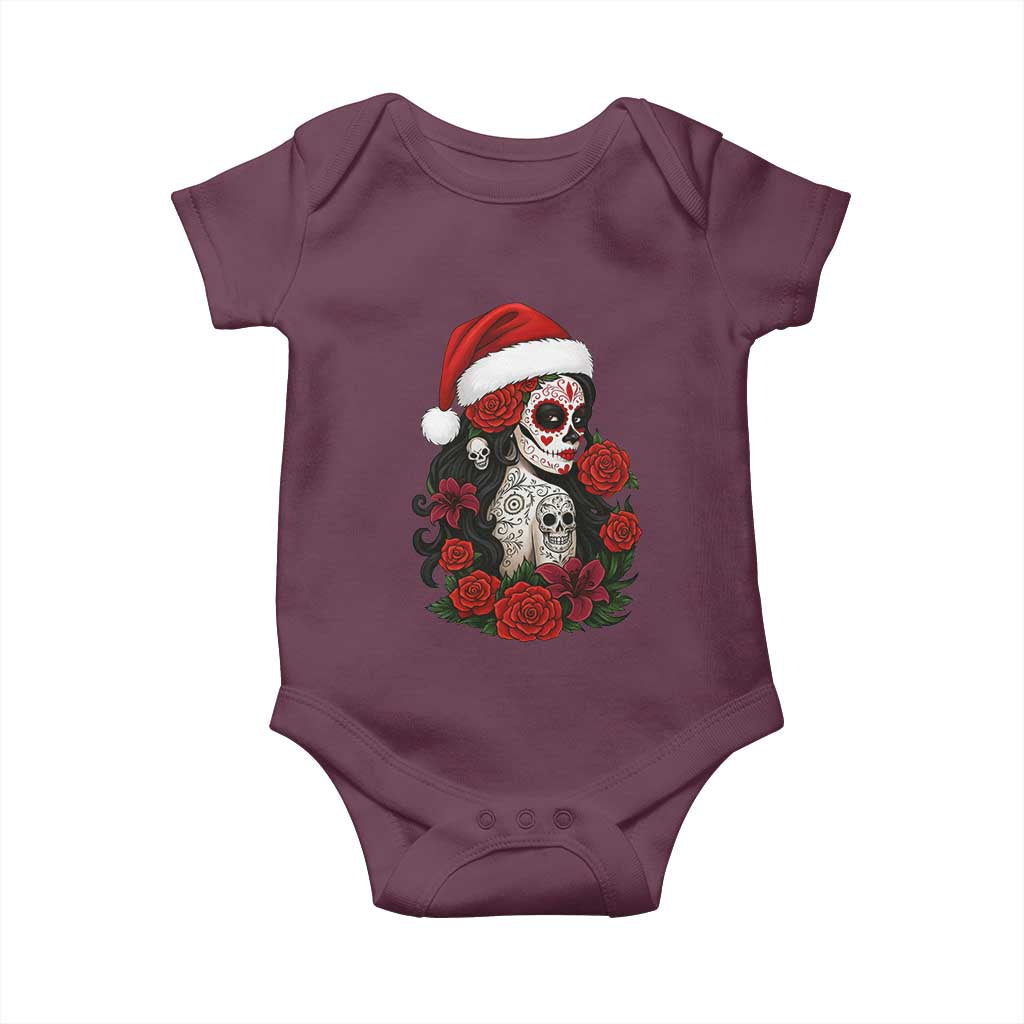 Dia De Los Muertos Mexican Christmas Baby Onesie Day of the Dead Sugar Skull Women TS14 Maroon Print Your Wear