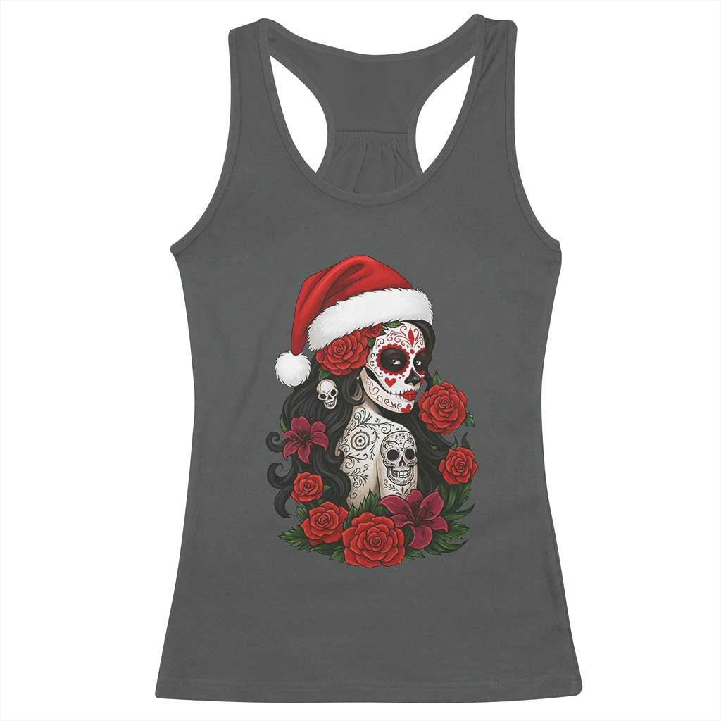 Dia De Los Muertos Mexican Christmas Racerback Tank Top Day of the Dead Sugar Skull Women TS14 Dark Heather Print Your Wear