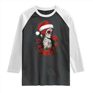 Dia De Los Muertos Mexican Christmas Raglan Shirt Day of the Dead Sugar Skull Women TS14 Black White Print Your Wear