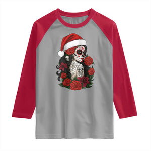 Dia De Los Muertos Mexican Christmas Raglan Shirt Day of the Dead Sugar Skull Women TS14 Sport Gray Red Print Your Wear
