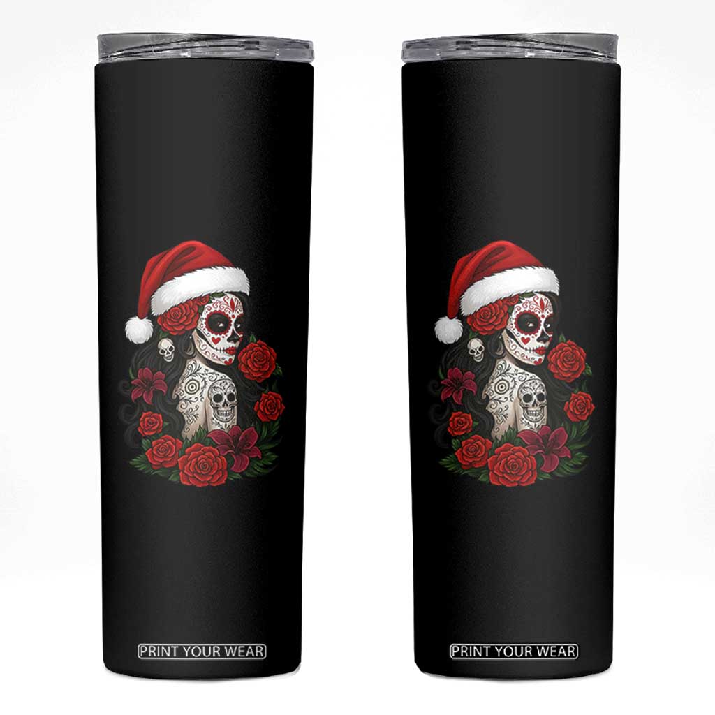 Dia De Los Muertos Mexican Christmas Skinny Tumbler Day of the Dead Sugar Skull Women TS14 Black Print Your Wear