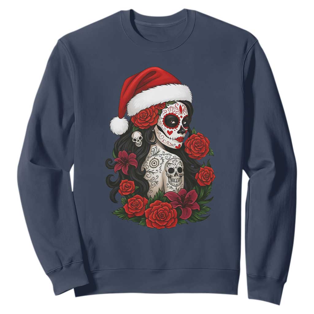 Dia De Los Muertos Mexican Christmas Sweatshirt Day of the Dead Sugar Skull Women TS14 Navy Print Your Wear