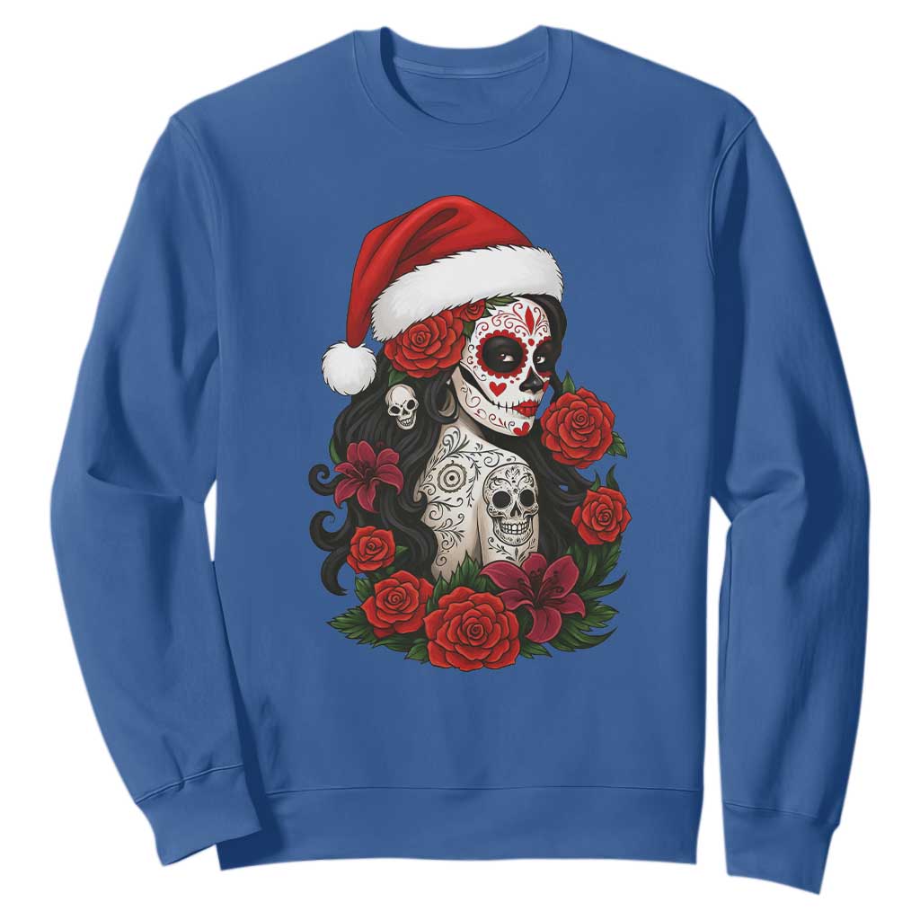 Dia De Los Muertos Mexican Christmas Sweatshirt Day of the Dead Sugar Skull Women TS14 Royal Blue Print Your Wear