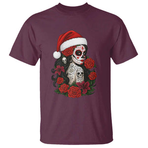 Dia De Los Muertos Mexican Christmas T Shirt Day of the Dead Sugar Skull Women TS14 Maroon Print Your Wear