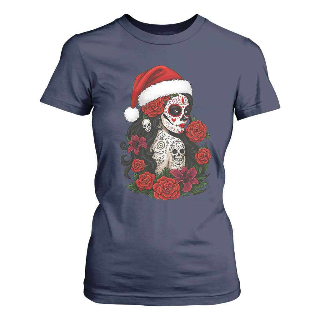 Dia De Los Muertos Mexican Christmas T Shirt For Women Day of the Dead Sugar Skull Women TS14 Navy Print Your Wear