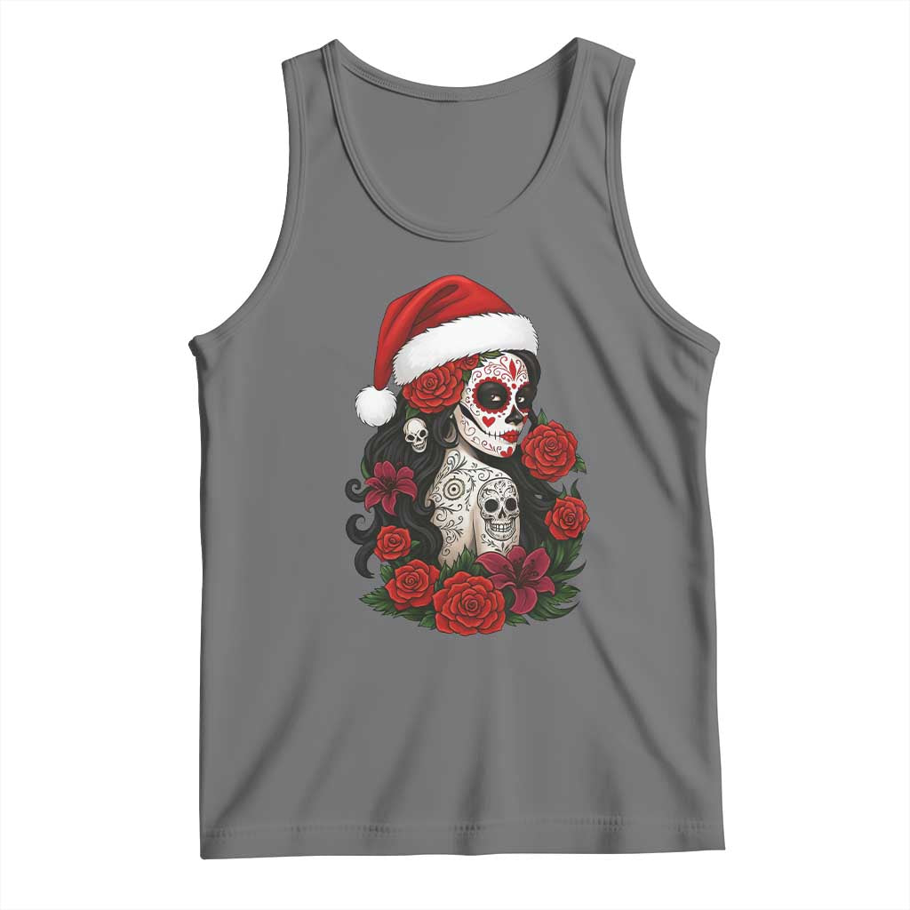 Dia De Los Muertos Mexican Christmas Tank Top Day of the Dead Sugar Skull Women TS14 Black Heather Print Your Wear