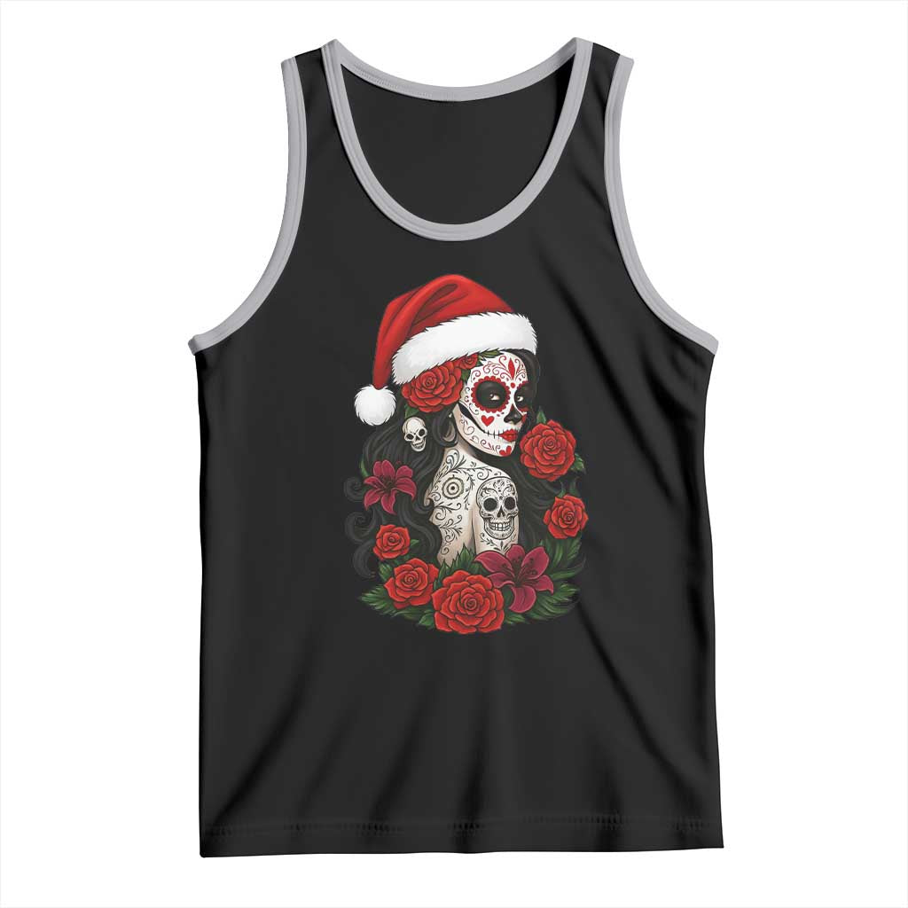 Dia De Los Muertos Mexican Christmas Tank Top Day of the Dead Sugar Skull Women TS14 Black Athletic Heather Print Your Wear