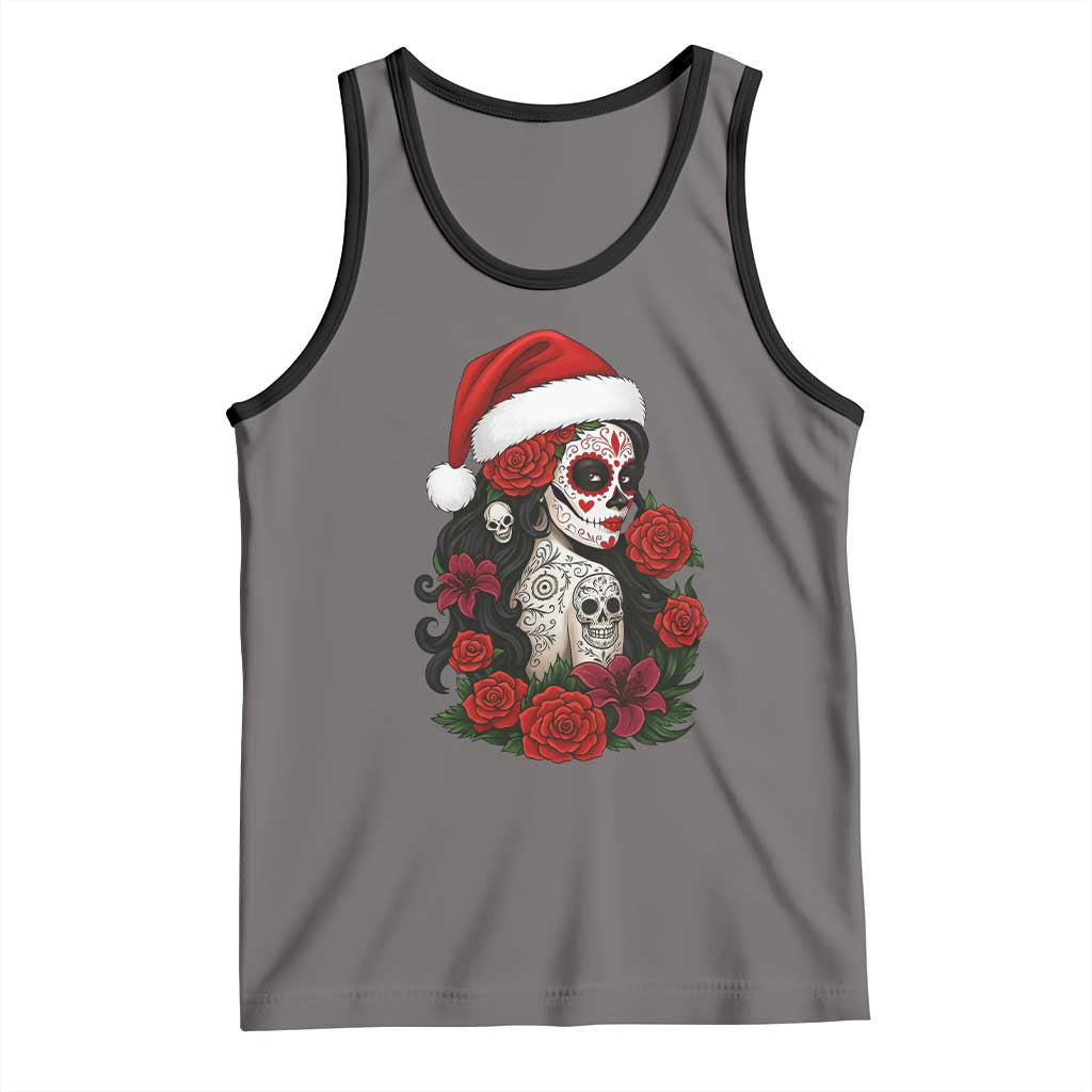 Dia De Los Muertos Mexican Christmas Tank Top Day of the Dead Sugar Skull Women TS14 Deep Heather Black Print Your Wear