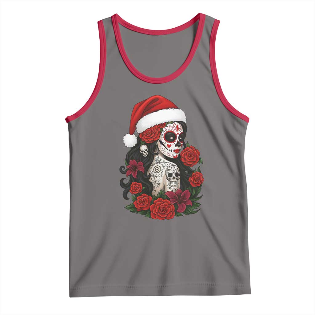 Dia De Los Muertos Mexican Christmas Tank Top Day of the Dead Sugar Skull Women TS14 Deep Heather Red Print Your Wear