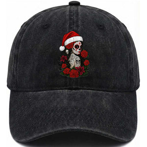 Dia De Los Muertos Mexican Christmas Washed Cotton Baseball Cap Day of the Dead Sugar Skull Women TS14 Washed Cap Universal Fit Black Print Your Wear