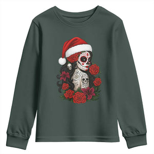 Dia De Los Muertos Mexican Christmas Youth Sweatshirt Day of the Dead Sugar Skull Women TS14 Dark Forest Green Print Your Wear