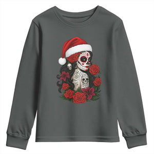 Dia De Los Muertos Mexican Christmas Youth Sweatshirt Day of the Dead Sugar Skull Women TS14 Dark Heather Print Your Wear