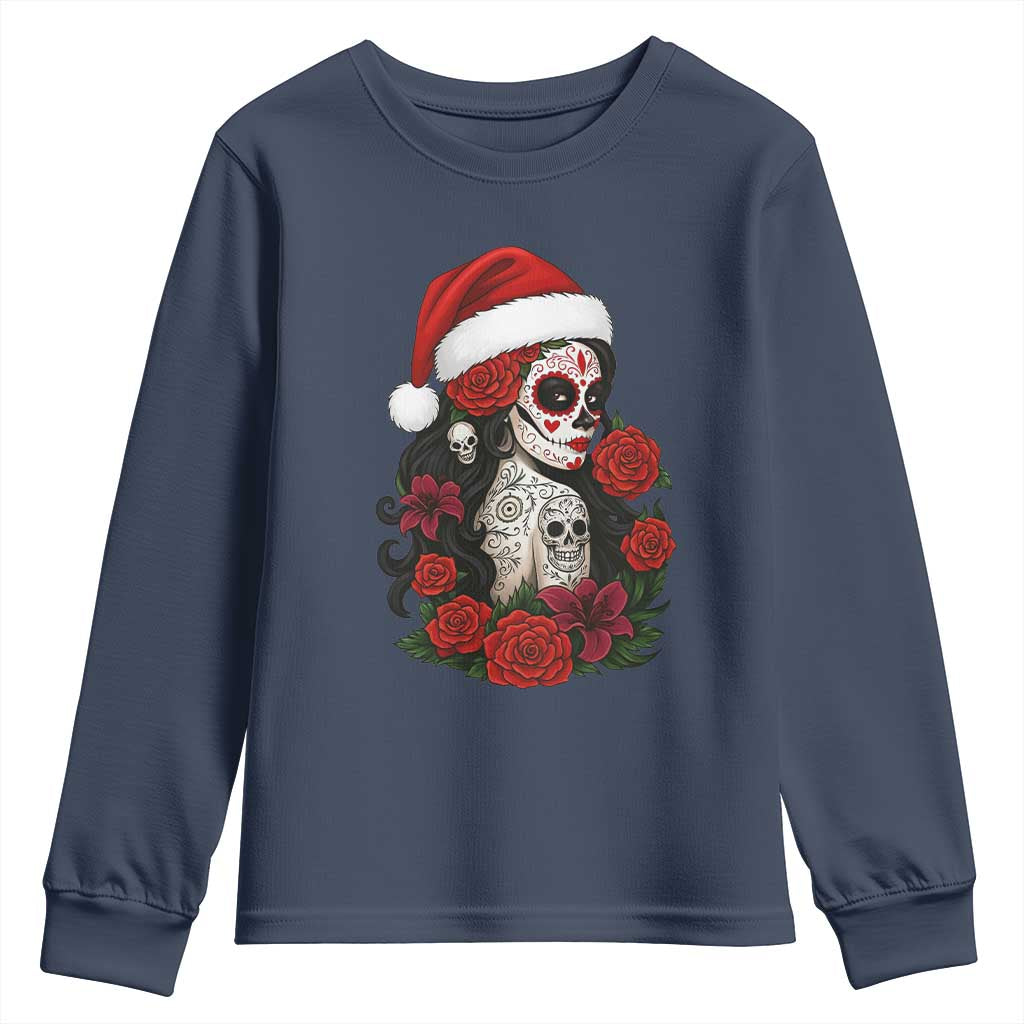 Dia De Los Muertos Mexican Christmas Youth Sweatshirt Day of the Dead Sugar Skull Women TS14 Navy Print Your Wear