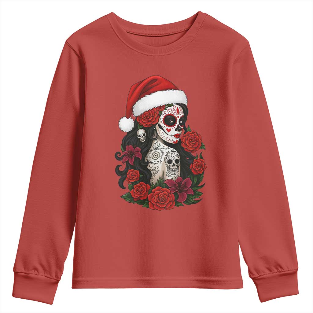 Dia De Los Muertos Mexican Christmas Youth Sweatshirt Day of the Dead Sugar Skull Women TS14 Red Print Your Wear
