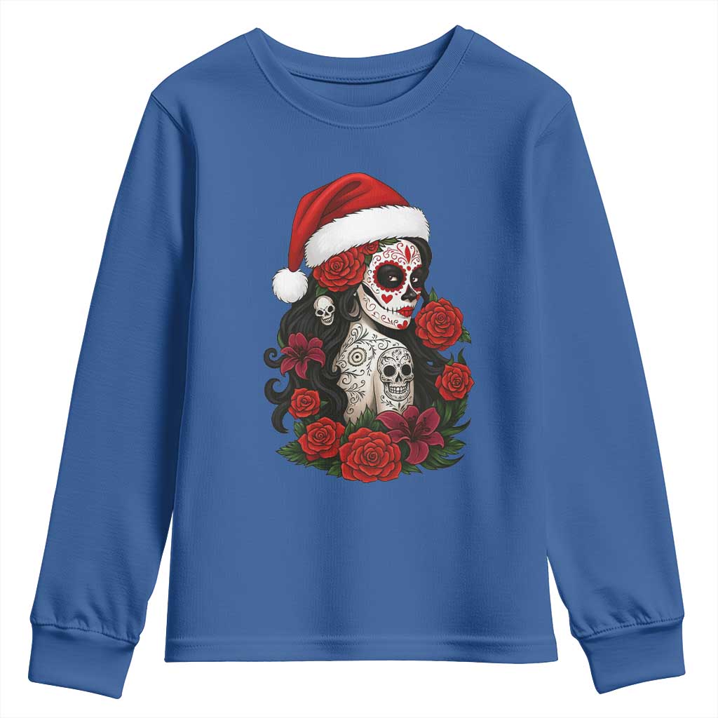 Dia De Los Muertos Mexican Christmas Youth Sweatshirt Day of the Dead Sugar Skull Women TS14 Royal Blue Print Your Wear