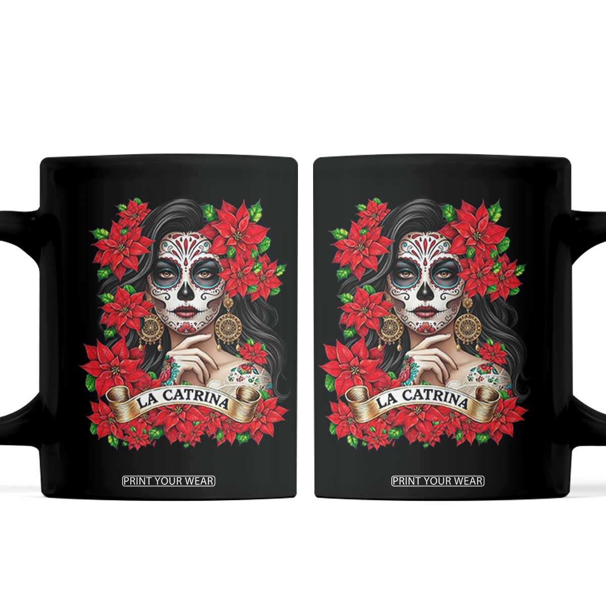 Dia De Los Muertos Mexican Coffee Mug Day of the Dead Sugar Skull Women TS14 Black Print Your Wear