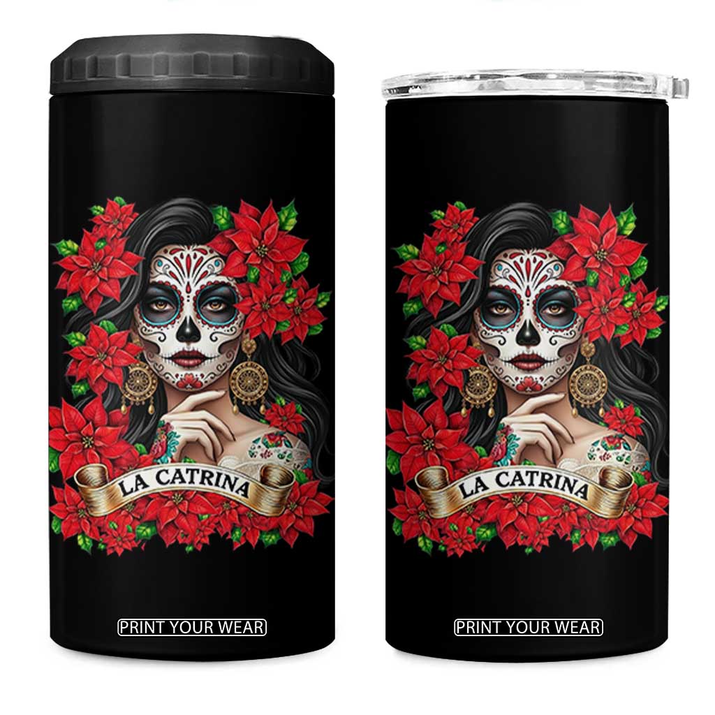 Dia De Los Muertos Mexican 4 in 1 Can Cooler Tumbler Day of the Dead Sugar Skull Women TS14 One Size: 16 oz Black Print Your Wear