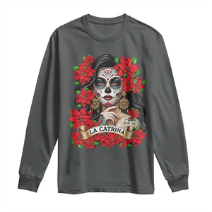 Dia De Los Muertos Mexican Long Sleeve Shirt Day of the Dead Sugar Skull Women TS14 Dark Heather Print Your Wear