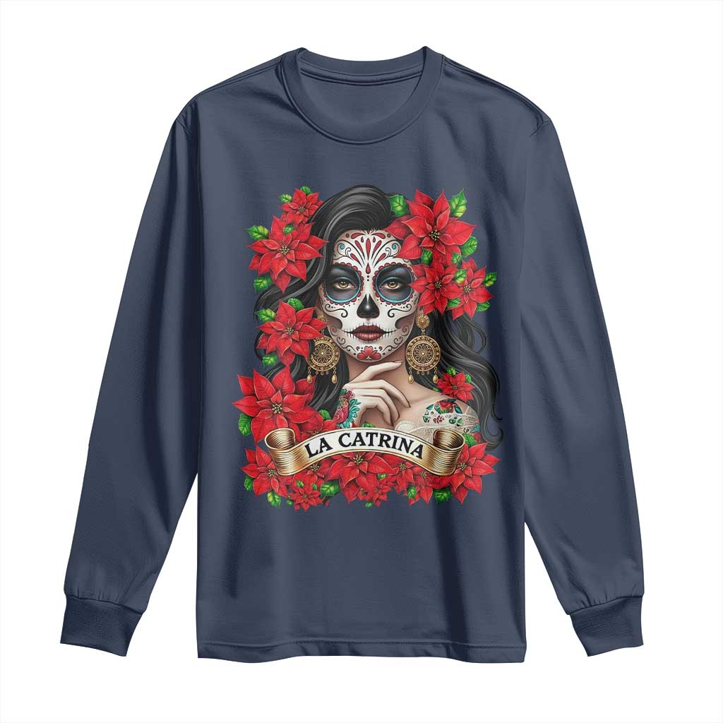 Dia De Los Muertos Mexican Long Sleeve Shirt Day of the Dead Sugar Skull Women TS14 Navy Print Your Wear