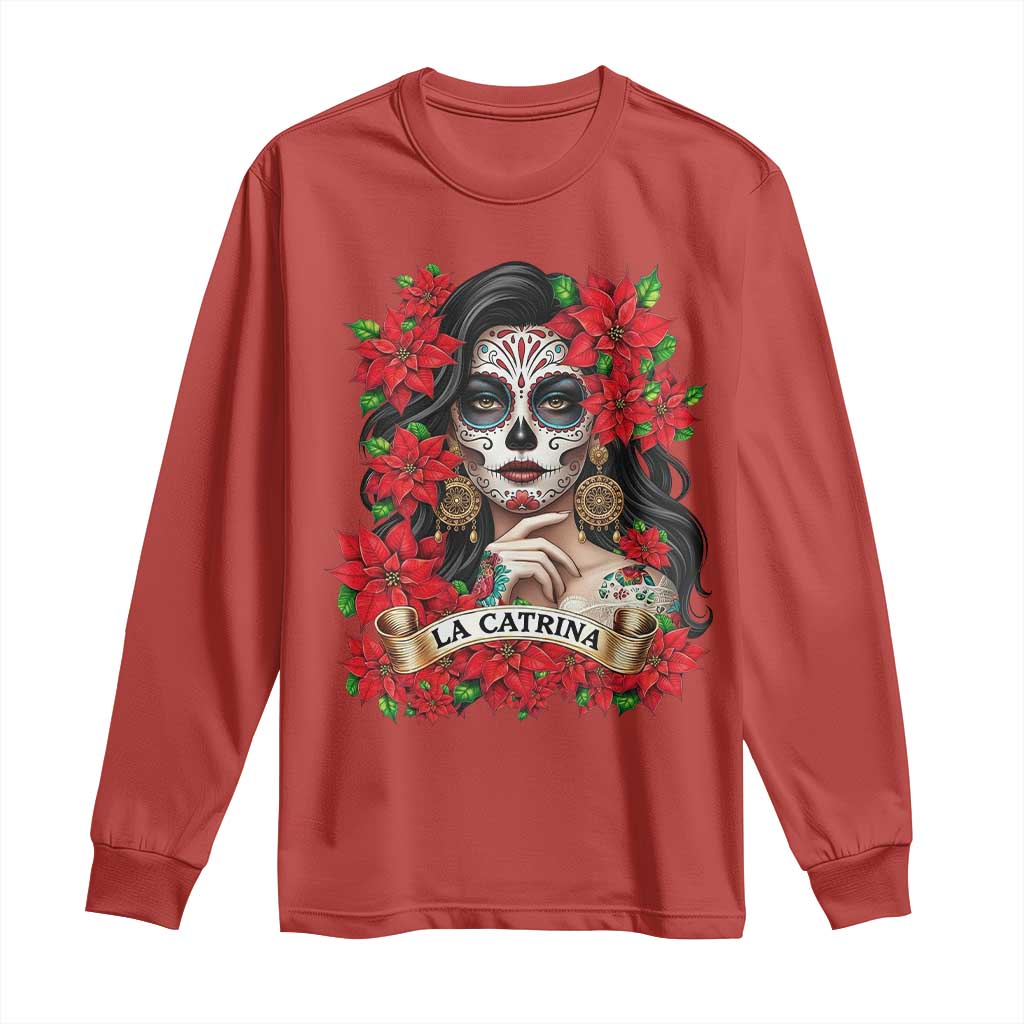 Dia De Los Muertos Mexican Long Sleeve Shirt Day of the Dead Sugar Skull Women TS14 Red Print Your Wear