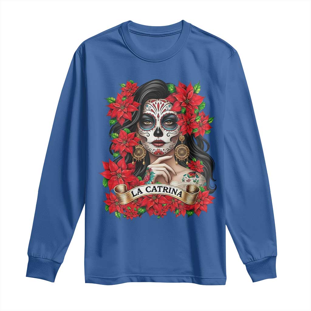 Dia De Los Muertos Mexican Long Sleeve Shirt Day of the Dead Sugar Skull Women TS14 Royal Blue Print Your Wear
