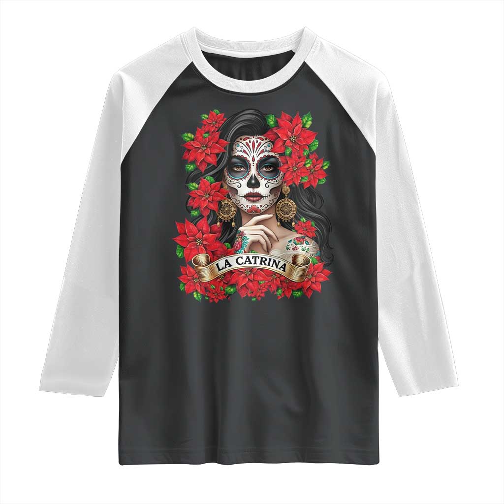 Dia De Los Muertos Mexican Raglan Shirt Day of the Dead Sugar Skull Women TS14 Black White Print Your Wear