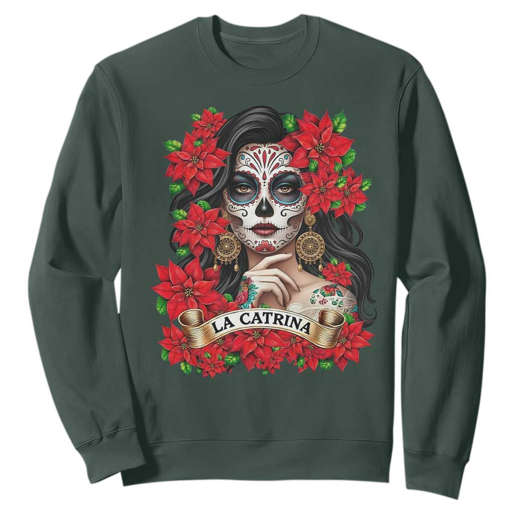 Dia De Los Muertos Mexican Sweatshirt Day of the Dead Sugar Skull Women TS14 Dark Forest Green Print Your Wear