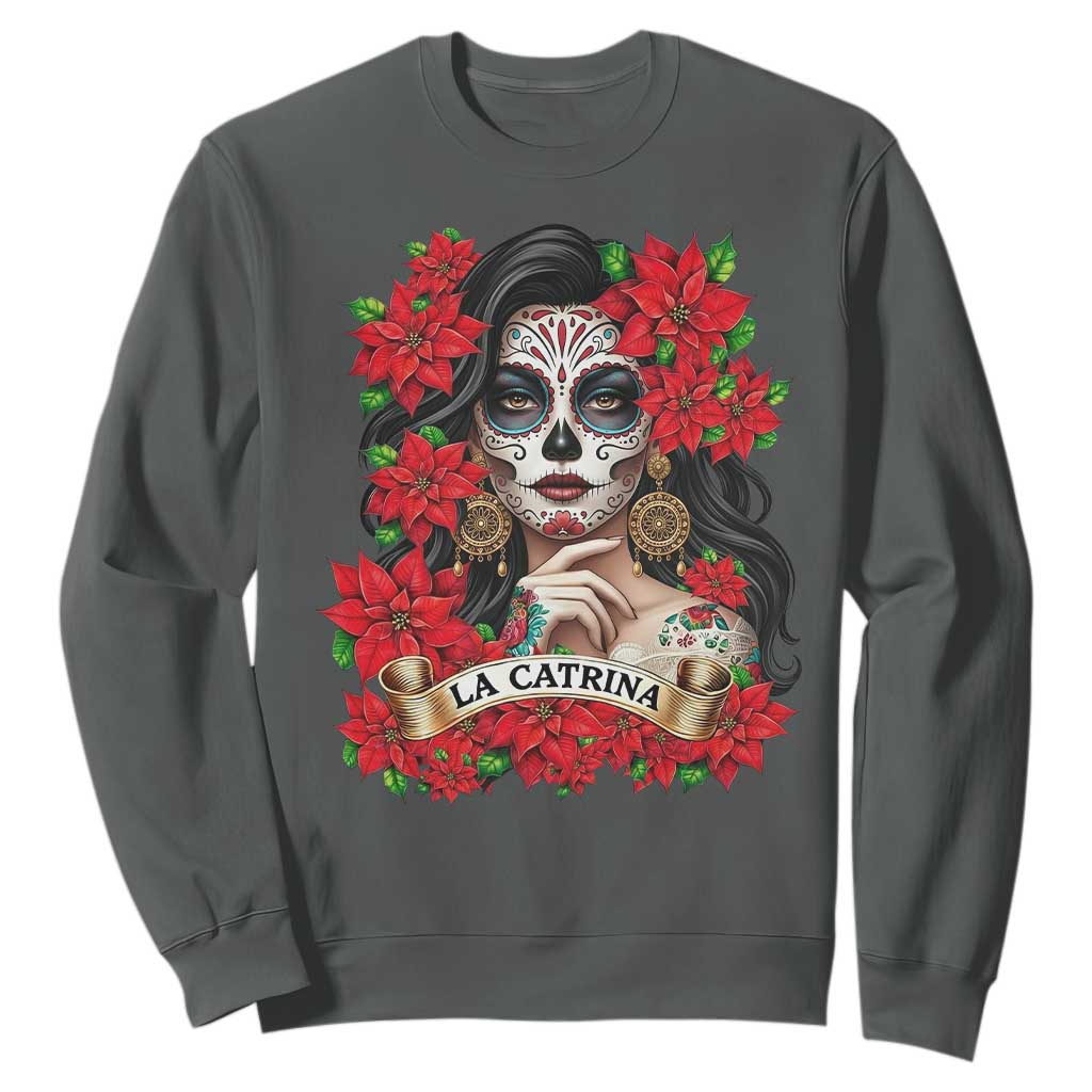 Dia De Los Muertos Mexican Sweatshirt Day of the Dead Sugar Skull Women TS14 Dark Heather Print Your Wear