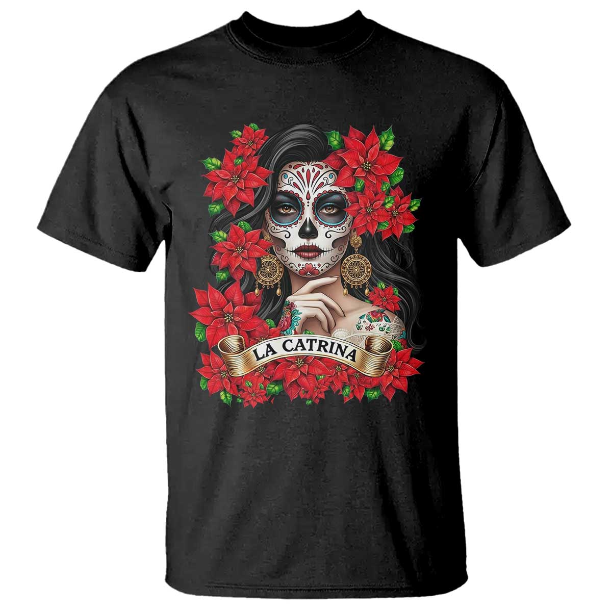 Dia De Los Muertos Mexican T Shirt Day of the Dead Sugar Skull Women TS14 Black Print Your Wear