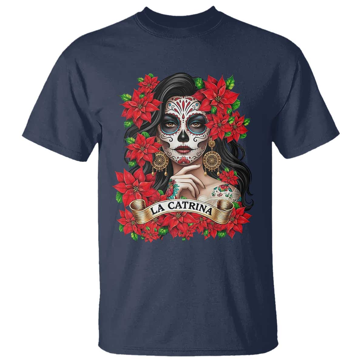 Dia De Los Muertos Mexican T Shirt Day of the Dead Sugar Skull Women TS14 Navy Print Your Wear