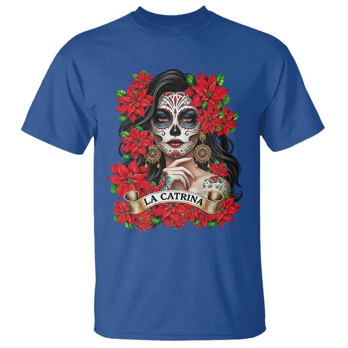 Dia De Los Muertos Mexican T Shirt Day of the Dead Sugar Skull Women TS14 Royal Blue Print Your Wear