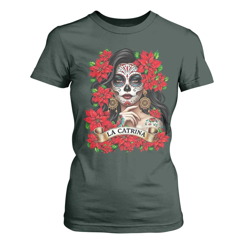 Dia De Los Muertos Mexican T Shirt For Women Day of the Dead Sugar Skull Women TS14 Dark Forest Green Print Your Wear