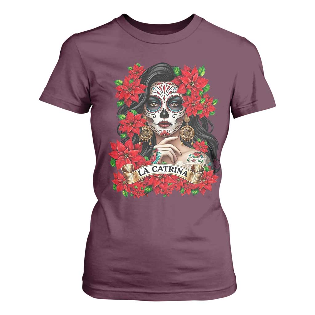 Dia De Los Muertos Mexican T Shirt For Women Day of the Dead Sugar Skull Women TS14 Maroon Print Your Wear